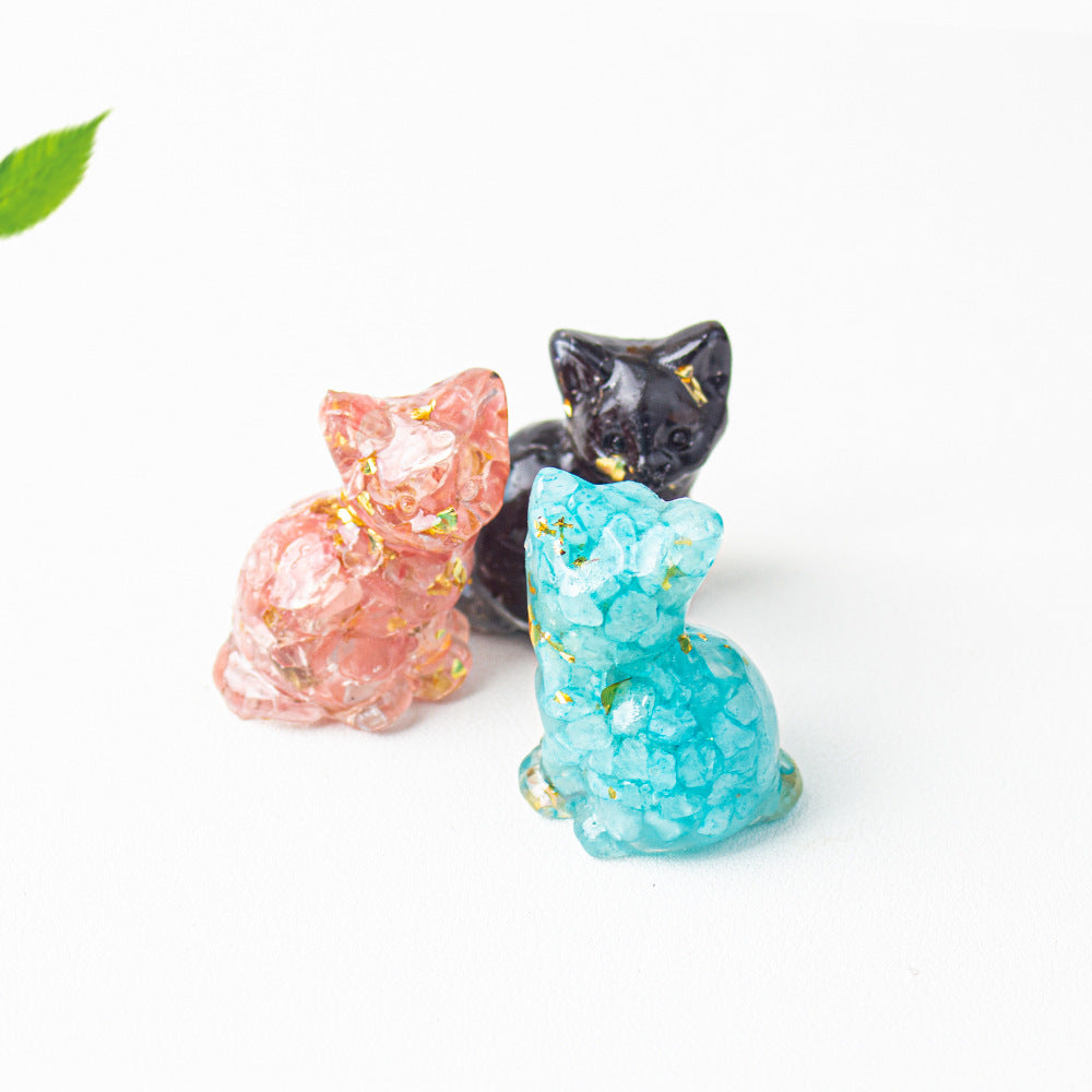 Wholesale Natural crystal gravel cute cat ornaments